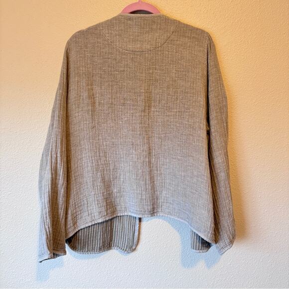 Adrienne Vittadini Grey Linen Blazer Jacket Womens XL Casual Lagenlook Basic - Picture 5 of 9